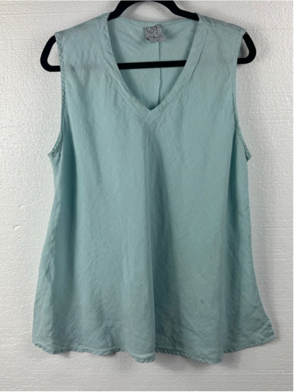 La Fixsun Linen Light Blue V-Neck Sleeveless Tank Top size XL